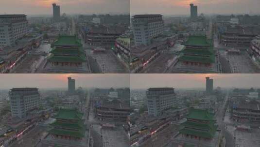 河南省开封市鼓楼日出晨曦航拍高清在线视频素材下载