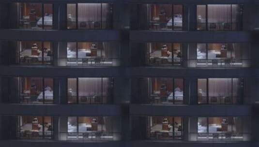 上海深坑酒店建筑外立面窗户特写高清在线视频素材下载