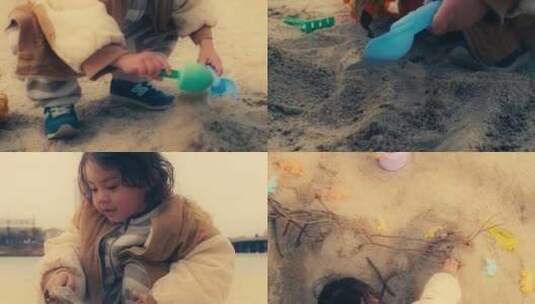 玩沙子的小孩 儿童梦想高清在线视频素材下载