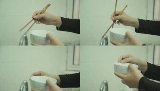 碗筷手抖高清在线视频素材下载