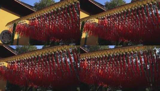 杭州灵隐寺祈福红丝带高清在线视频素材下载