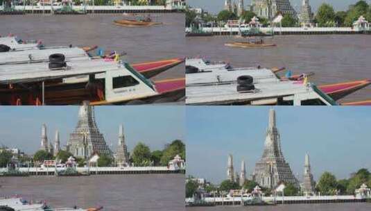 泰国曼谷郑王庙河道游船邮轮高清在线视频素材下载