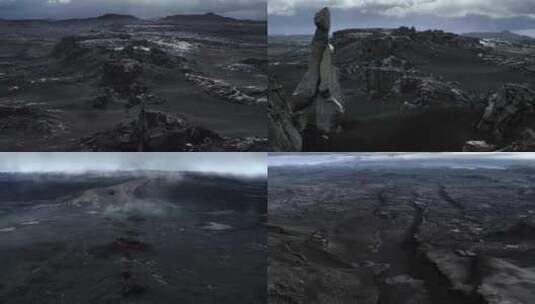 贫瘠的土地原始地貌火山附近火灾过后高清在线视频素材下载