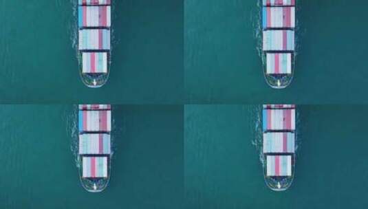 航拍海上超大型集装箱船高清在线视频素材下载