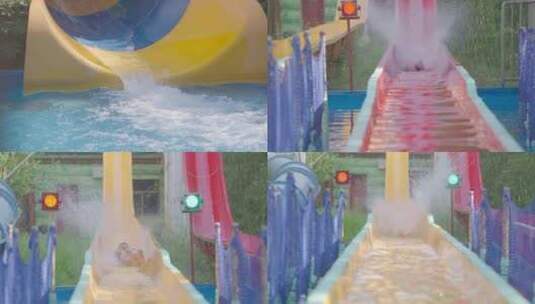 水上乐园游乐园游客玩水抓拍镜头高清在线视频素材下载