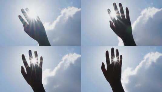 手摸阳光感受阳光情感意境剪影高清在线视频素材下载
