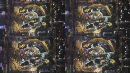 广州天环购物中心夜景俯拍高清在线视频素材下载