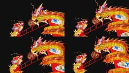 中国秦淮灯会南京老门东的龙年双龙戏珠花灯高清在线视频素材下载