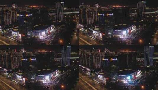 福建省福州世纪金源购物中心夜景航拍高清在线视频素材下载