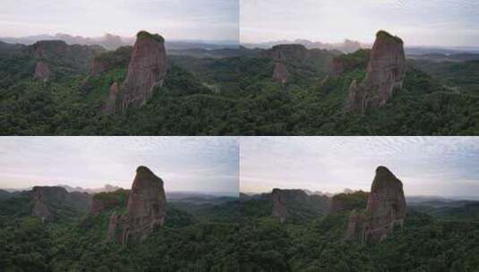 航拍韶关丹霞地貌丹霞山 阳元峰 长老峰景区高清在线视频素材下载