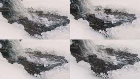 冰雪融化、山间流水高清在线视频素材下载