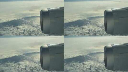 天空中的国航飞机发动机与白云高清在线视频素材下载