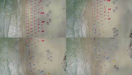 海洋天线旁的太阳伞和沙滩椅高清在线视频素材下载