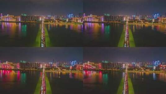 湖南长沙夜景航拍延时高清在线视频素材下载