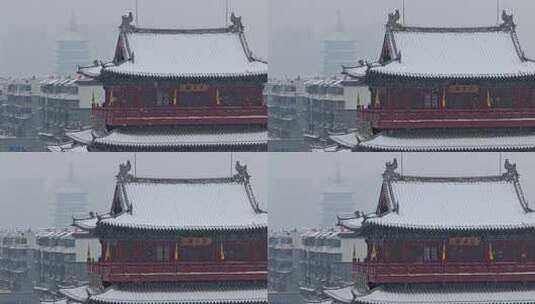 航拍洛阳丽景门雪景高清在线视频素材下载