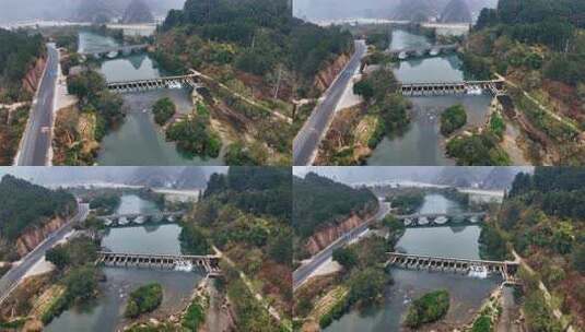 广西河池巴马盘阳河风景区航拍0805高清在线视频素材下载