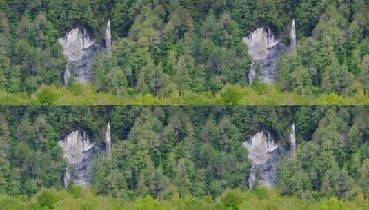 森林悬崖上的瀑布高清在线视频素材下载