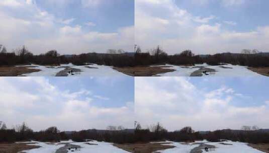 冰雪、河流、蓝天、白云、高清在线视频素材下载