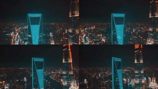 上海陆家嘴夜景航拍风光高清在线视频素材下载