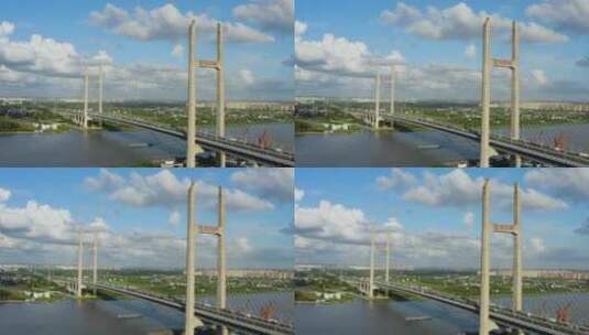 航拍上海闵浦大桥高清在线视频素材下载