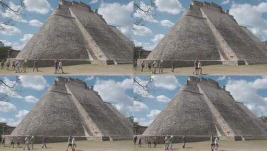 墨西哥奇琴伊察玛雅金字塔风景名胜行人地拍高清在线视频素材下载