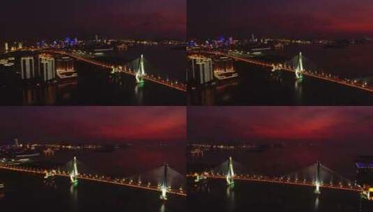 夜幕下的海口世纪大桥跨海大桥2高清在线视频素材下载