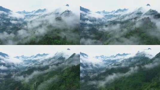 航拍山区森林云雾延时4k素材高清在线视频素材下载