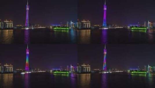 广东电视塔夜间景观延时视频高清在线视频素材下载