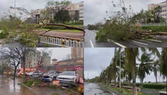 摩羯台风自然灾害雨天城市街道行车视角高清在线视频素材下载