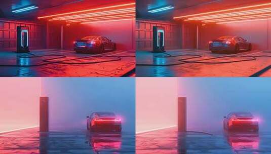 炫酷时尚新能源汽车与充电桩 广告宣传空镜高清在线视频素材下载