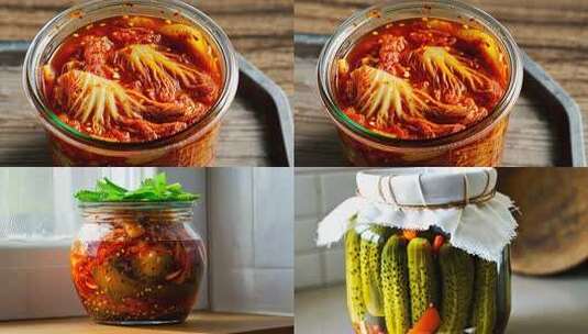 玻璃坛子里腌制的泡菜(4)高清在线视频素材下载