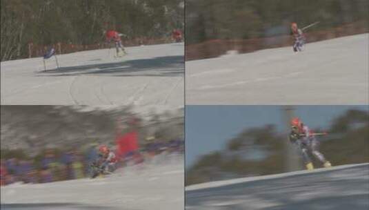 滑雪者快速滑下山坡高清在线视频素材下载