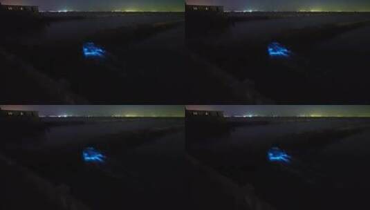 山东荣成青渔滩兔子石海边的荧光海水高清在线视频素材下载
