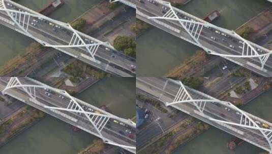 上海青浦南蒋墩南北大桥航拍高清在线视频素材下载