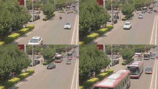 街景天桥上拍摄交通马路车流高清在线视频素材下载