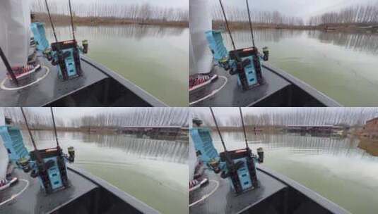 开船驾船钓鱼甩杆高清在线视频素材下载