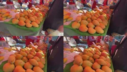 超市菜市场卖水果摊位芒果高清在线视频素材下载