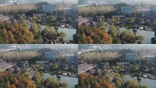 金华横店影视城清明上河图航拍4K风光高清在线视频素材下载