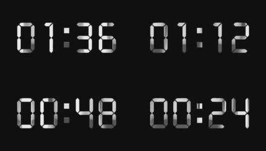 4K银白色液晶数字倒数2分钟通道高清在线视频素材下载