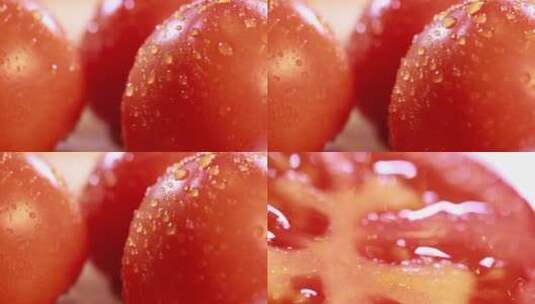 【镜头合集】特写切开的番茄西红柿高清在线视频素材下载