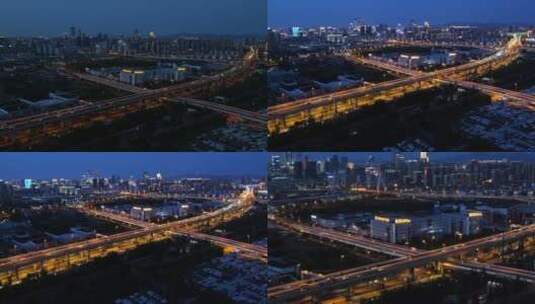 夜景 城市 车流 灯光 公路高清在线视频素材下载