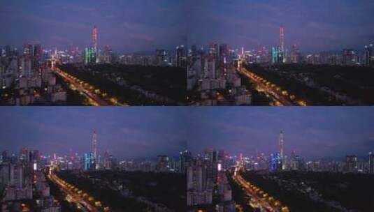 夜晚灯光城市高楼道路交通车流高清在线视频素材下载