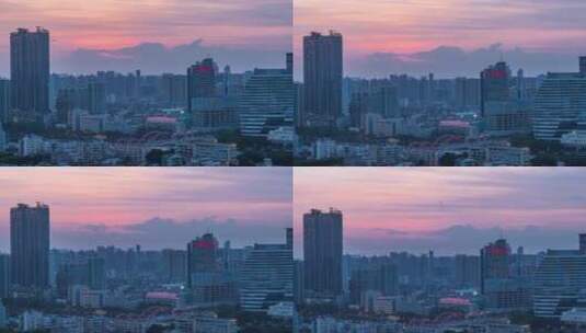 广州城市建筑景观与唯美夕阳晚霞火烧云延时高清在线视频素材下载
