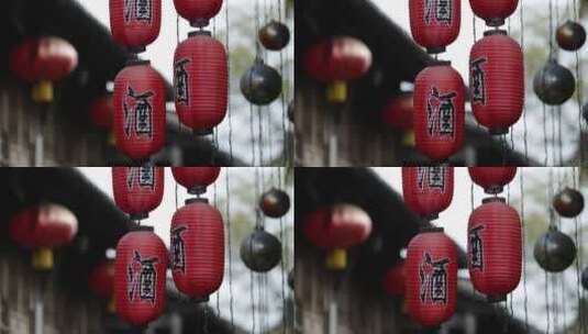 成都锦里古巷悬挂的红灯笼空镜高清在线视频素材下载