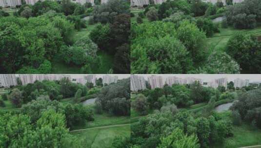 夏日阴天时的城市公园景观高清在线视频素材下载