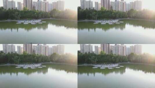西安丰庆公园城市居民广场舞6高清在线视频素材下载