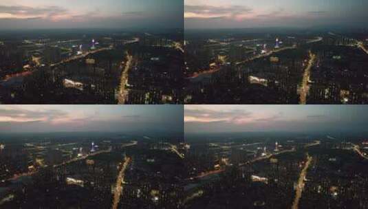 航拍衡阳城市夜景天际线高清在线视频素材下载