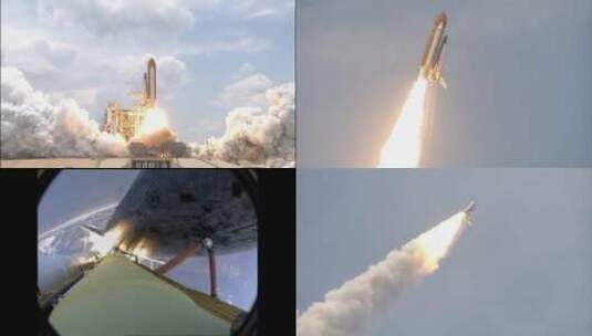 火箭发射驶向天空留下白色的烟高清在线视频素材下载