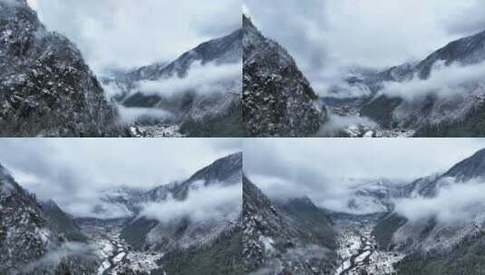 西藏雪山云雾航拍高清在线视频素材下载