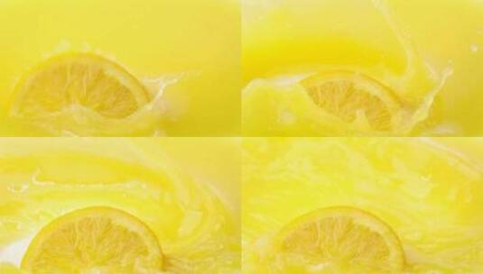 橘子片掉进果汁里高清在线视频素材下载